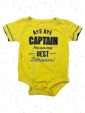 Koala Baby Yellow Bodysuit Aye Aye Captain On My Best Behavior Short Sleeve 6 M